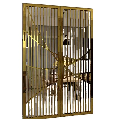 Decorative hotel lobby screen dividers stainless steel metal screen gold black colour