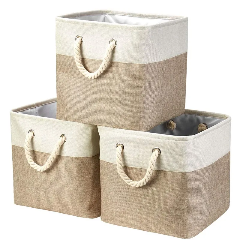 Citylife Rectangle Cube Closet Bedroom Drawers Organizers Foldable Organizer fabric storage bins Decorative basket with Handles