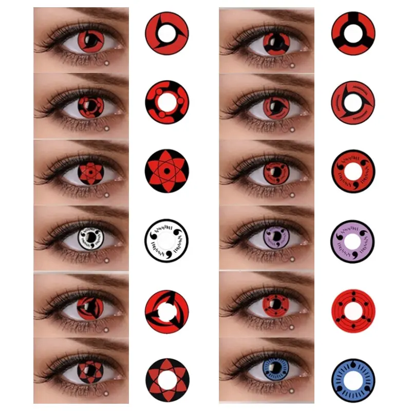 Горячая Распродажа, цветные контактные линзы для глаз, косплей, косметические линзы, контактные линзы Шаринган на Хэллоуин