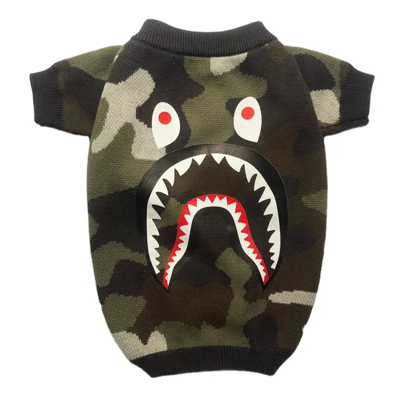 Trend camouflage shark style pet warm clothes sweater teddy dog fashion clothing sweater coat jacket