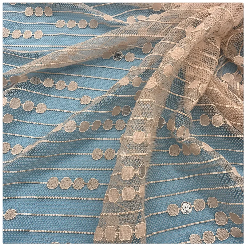 The Manufacturer Directly Provides Two-color Nylon Cotton Gold Wire African Nigerian Pattern Crochet Lace Fabric