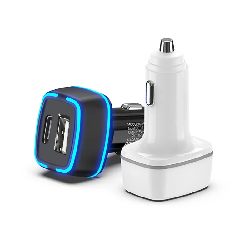 Dual Usb Car Charger Adapter with Led USB C Car Charger Type C Car Charger for iPhone 12