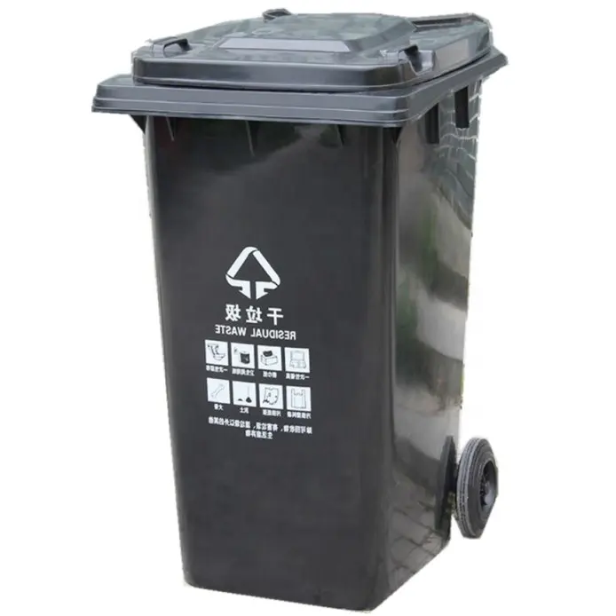 HDPE смола пластик внешняя большая емкость с колесиком мусорная корзина 25L-240L