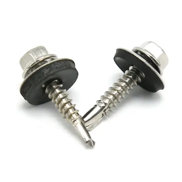 stainless steel 410 Hex Head Building Roofing Tek Screws Self Drilling Screws With bonded EPDM Rubber Washers