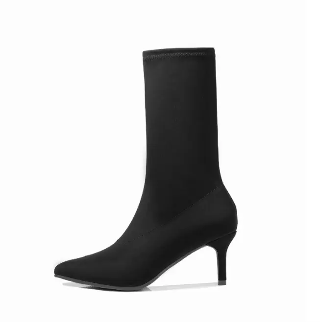 Women Ankle Boots Pointed Toe High Heels Slip-On Sexy Sock high heel boots women shoes