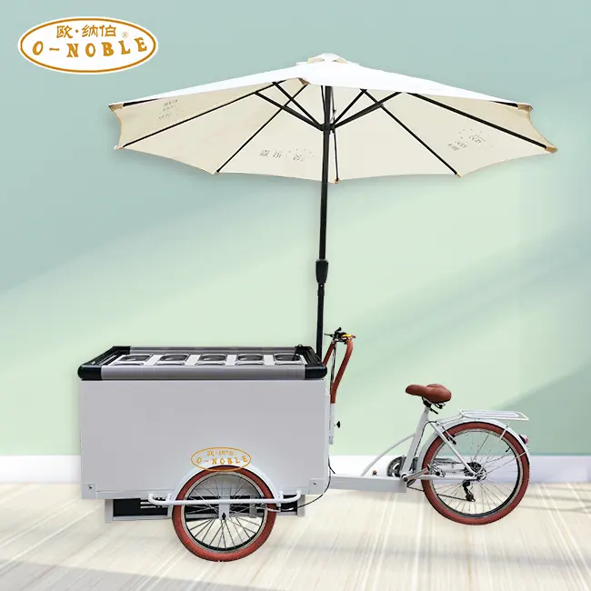 new design three wheels electric ice cream bike with battery powered freezer