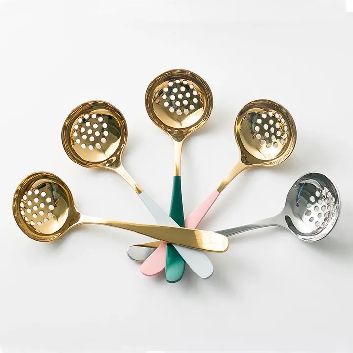 Kitchen Tool Stainless Steel 304 Material Mirror Polish Shinny Cooking Soup Spoon Skimmer Spoon