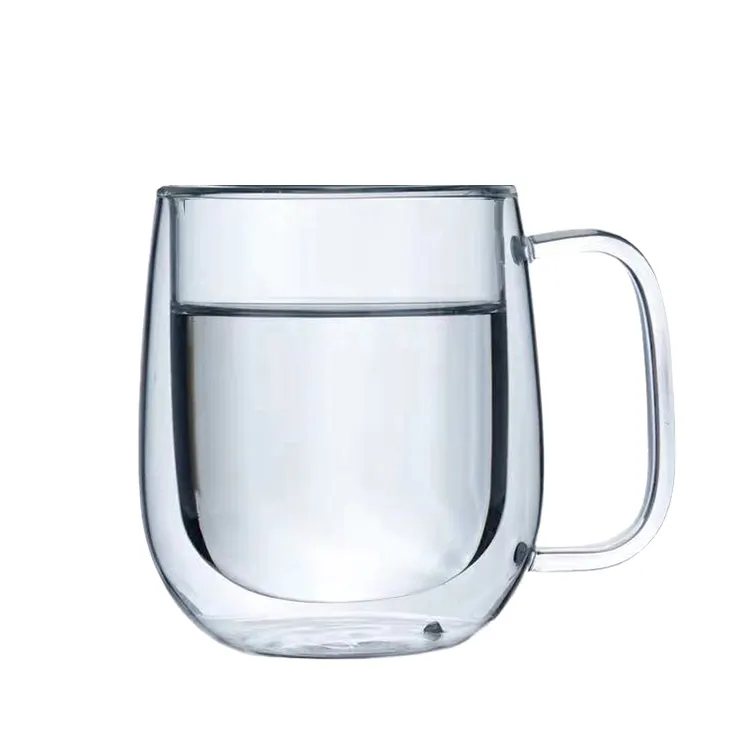 High Quality 350ml Borosilicate Quality Glass Double Wall Cup Wholesale Heat Resistant Glass Cup