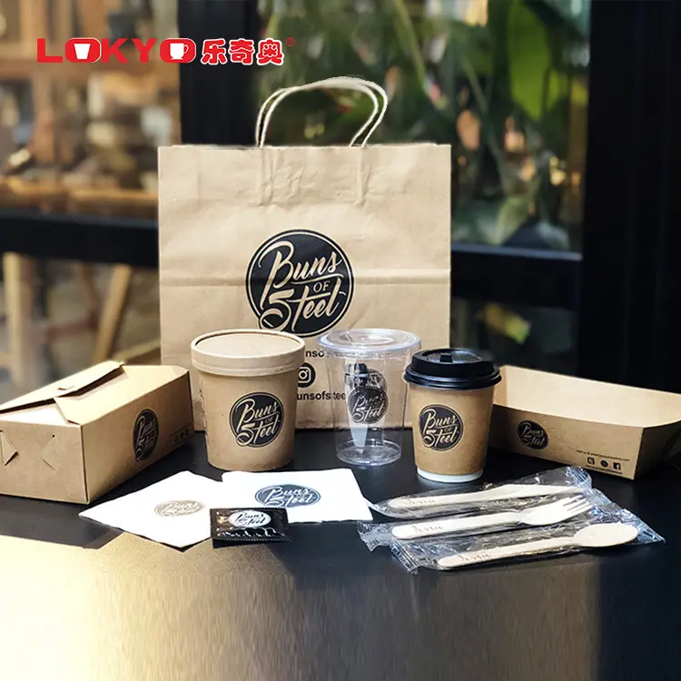 LOKYO индивидуальный набор для упаковки пищевых продуктов, Биоразлагаемые Пищевые контейнеры, коричневая коробка из крафт-бумаги