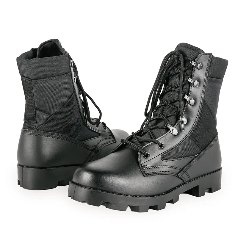 2022 Military top quality leather and oxford upper black army Jungle Boot Tactical Boots