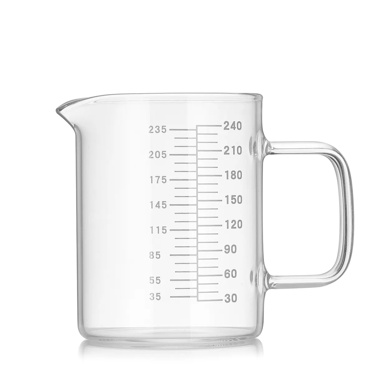 Borosilicate scale handle measuring cup