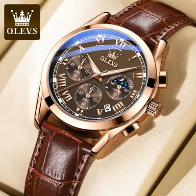 OLES 2871 Men Military Sport Wrist Watch Gold Quartz Steel Waterproof Dual Display Male Clock Watches Relogio Masculino