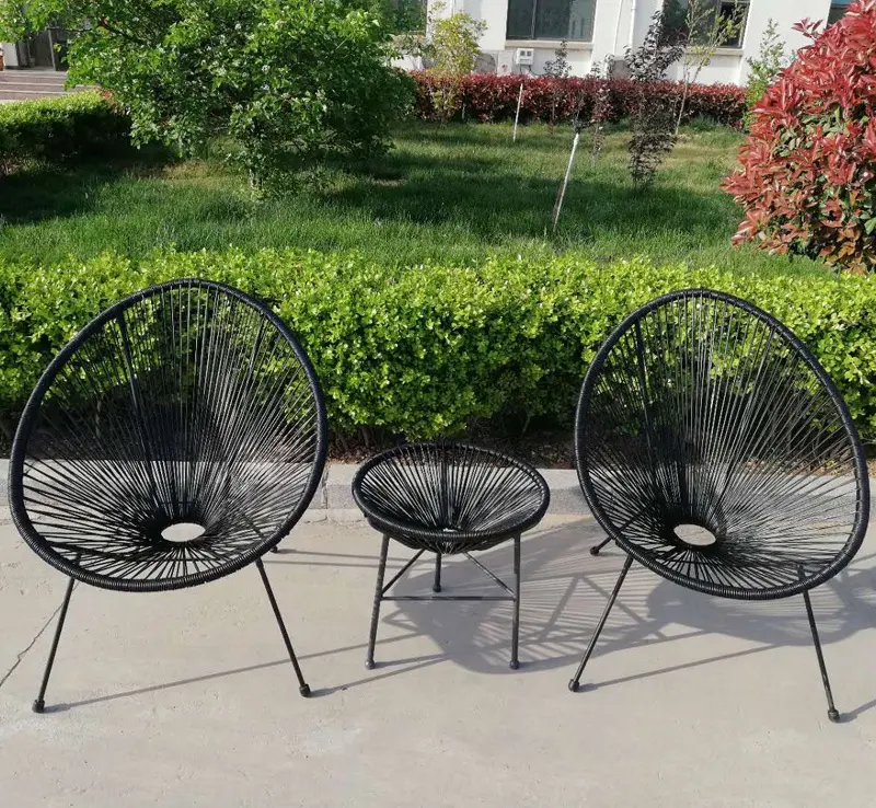 Мебель для дома и сада, Современная Реплика, стулья для яиц Акапулько, набор из 3 предметов для разговора, плетеная веревка из ротанга, мебель для кафе