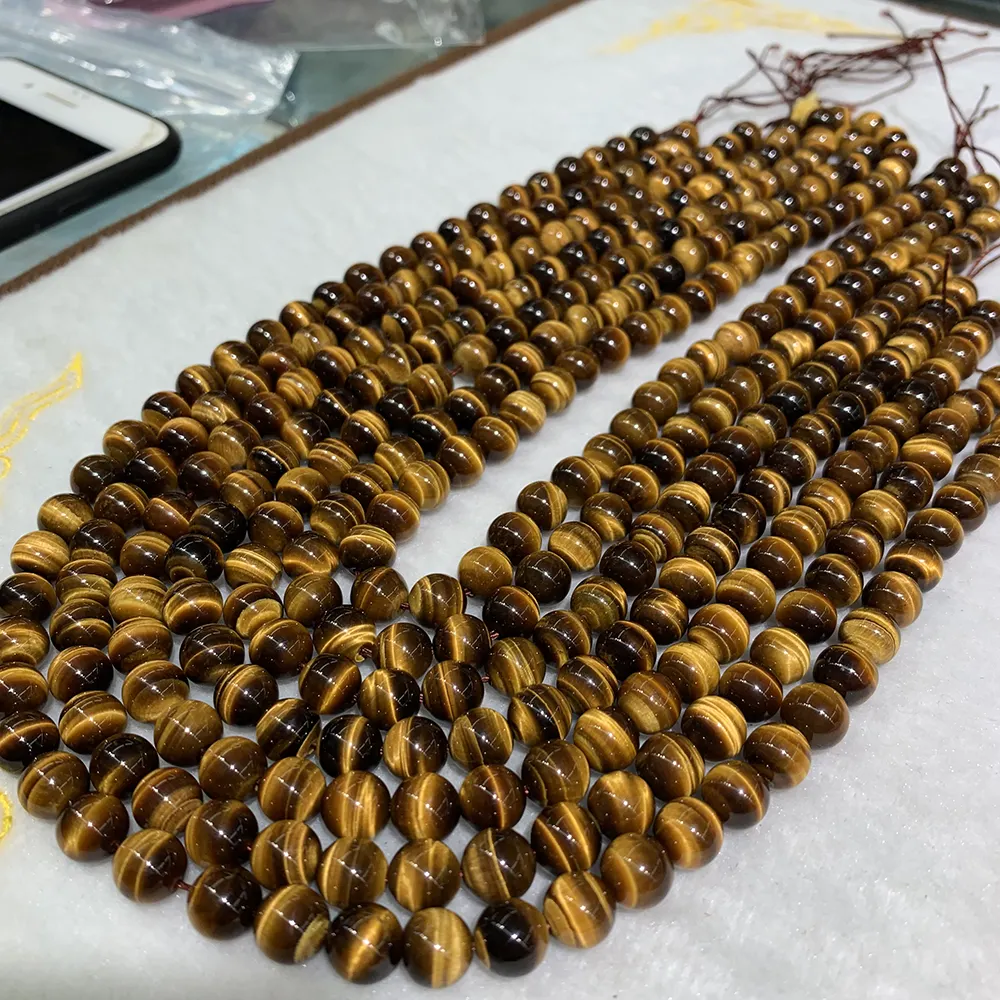 5A Quality Natural Yellow Tiger Eye 8mm 10mm Beads For Making islamic rosary beads