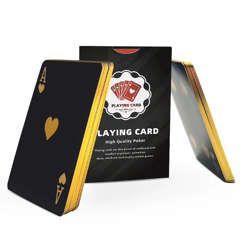 Высококачественные бумажные игральные карты с золотыми краями и принтом черного покера на заказ