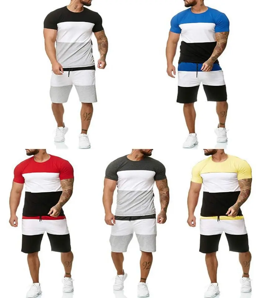 Summer Men's Short Sleeve Sports Sets Men's Jogging Short 2 Piece Sets Clothing