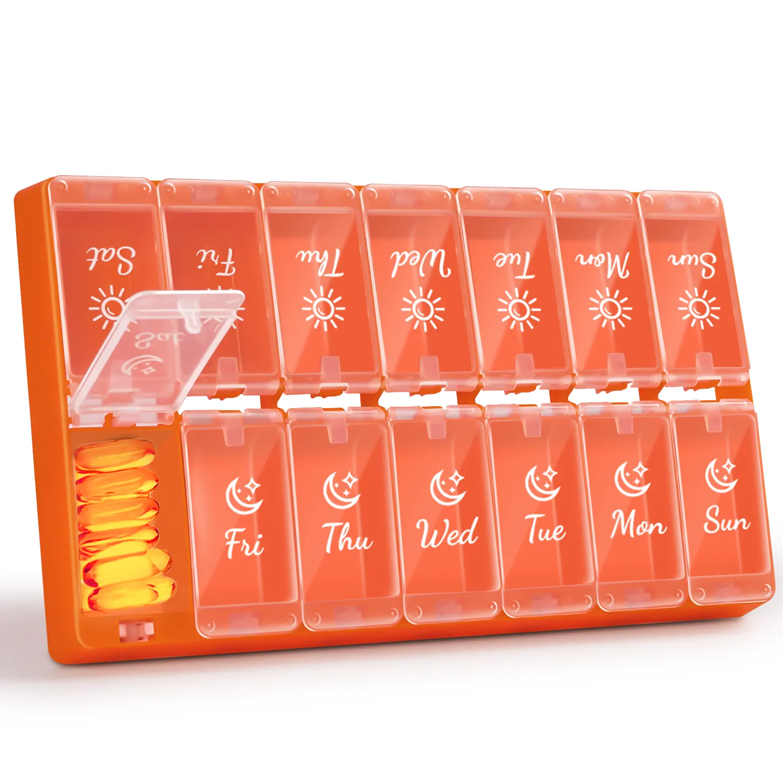 Weekly Pill Case with 14 compartment XL Medicine Storage Organizer for AM PM Pill Box Holder 7 Days Food Grade Material BPA Free