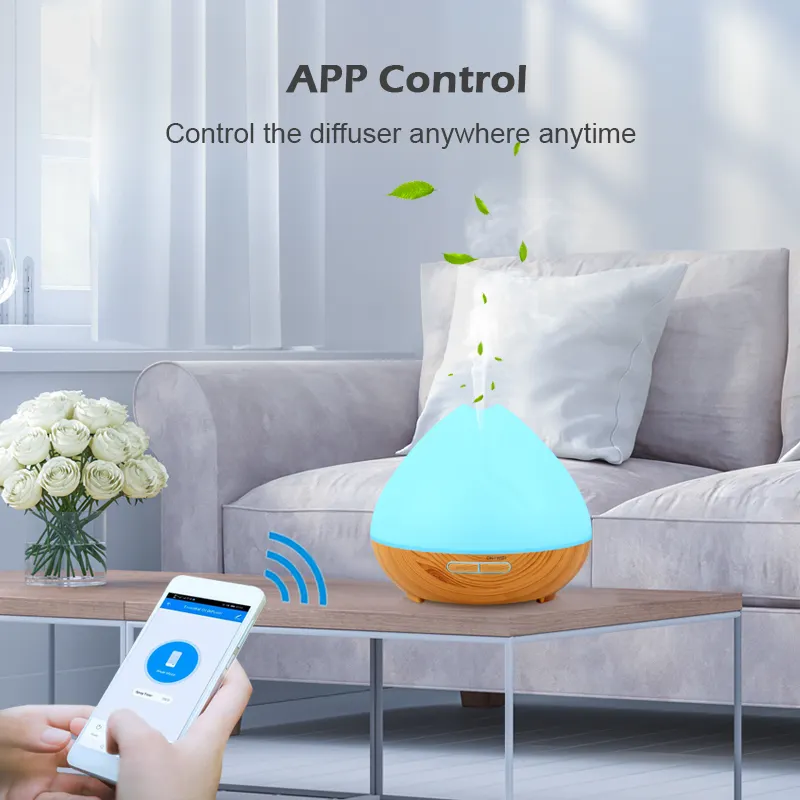 Красочный увлажнитель воздуха Tuya Smart Life с поддержкой Wi-Fi и голосовым управлением