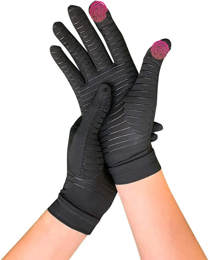 Arthritis Gloves Factory Price Copper Infused Carpal Tunnel Black Full Finger Touch Screen Arthritis Copper Gloves