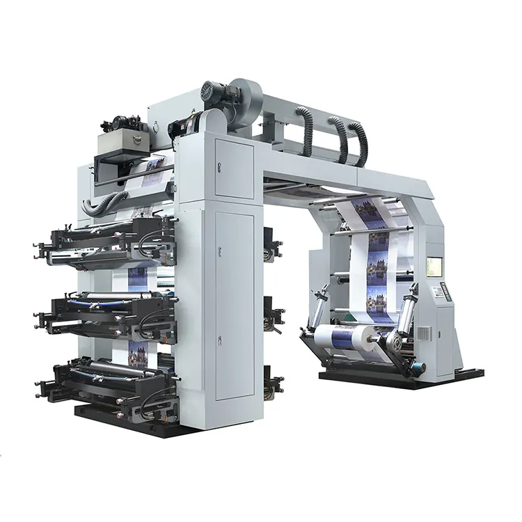 Флексографская печатная машина, устройство для печати на 4 и 6 цветах, двухцветный пластиковый пакет, рулон, Графическая печатная машина