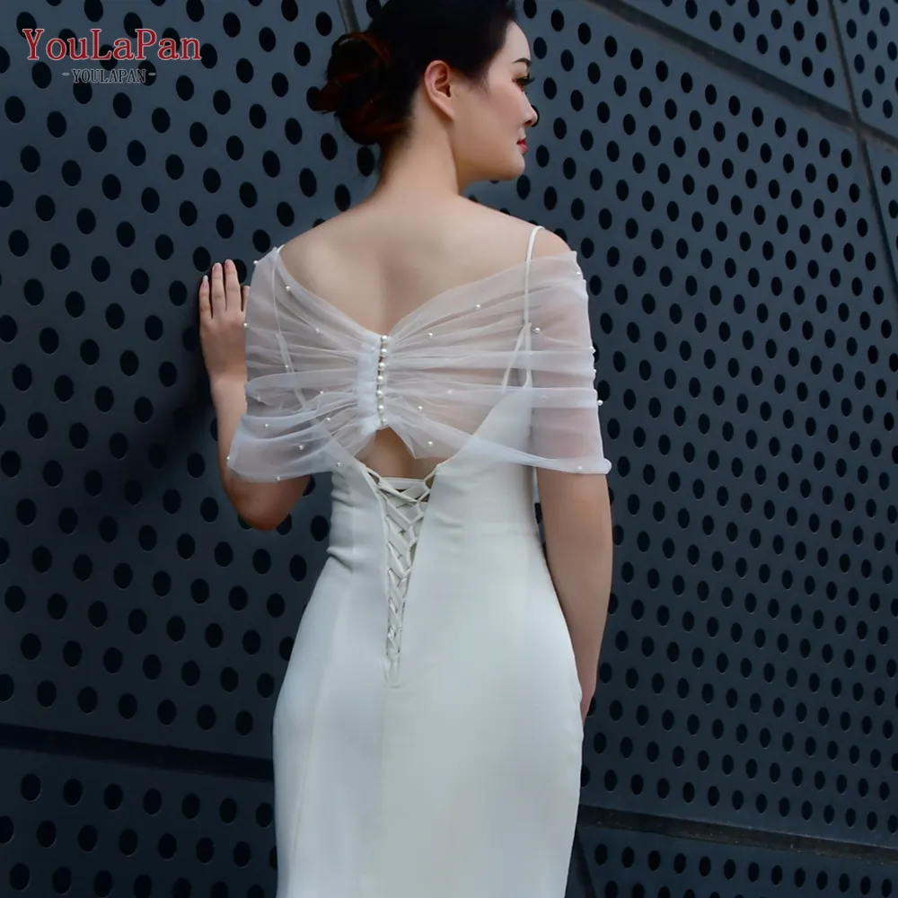 YouLaPan VG73, Женская Мягкая сетчатая ткань с жемчугом, украшение для плеча, аксессуары для вечеринки, свадебное платье с открытыми плечами