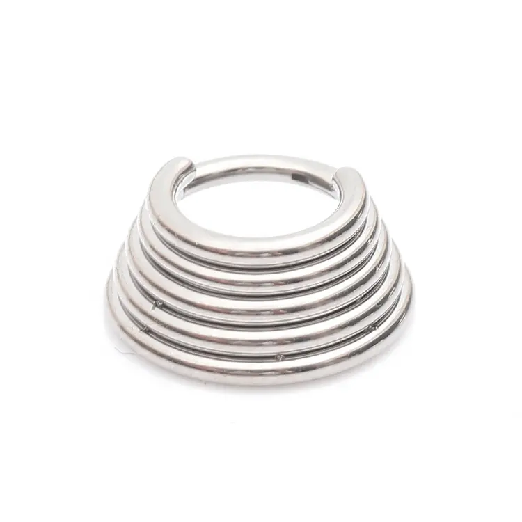 ASTM F 136 Titanium 5 Rings Stacked Hinged Rings Nose Ring Segment