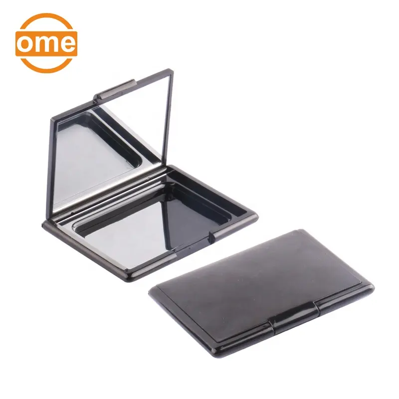 Cute high quality custom cosmetic packaging matte square empty plastic compact powder case with mirror