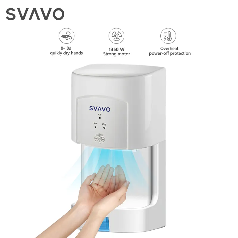 Hotel Blow Dryer Wall Mounted High Speed Automatic Hand Dryers Machine for Bathroom With Tank