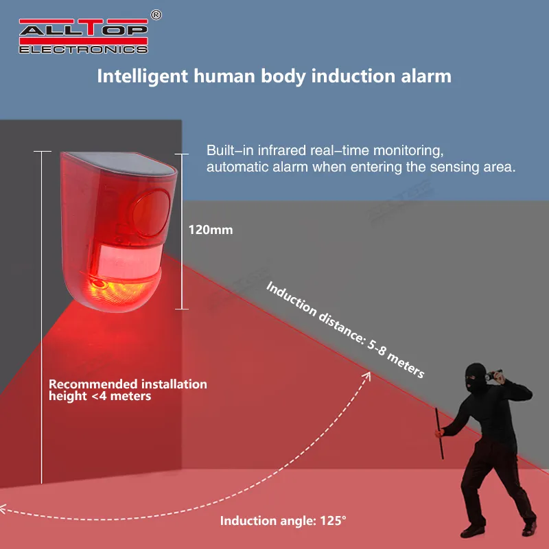 ALLTOP безопасности со светодиодной подсветкой 365 дней долгое время работы датчика движения солнечный датчик охранной сигнализации Свет