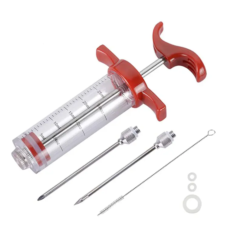 Factory Wholesale 1OZ Plastic Marinade Injector Syringe With Screw-on Meat Needle For BBQ Grill