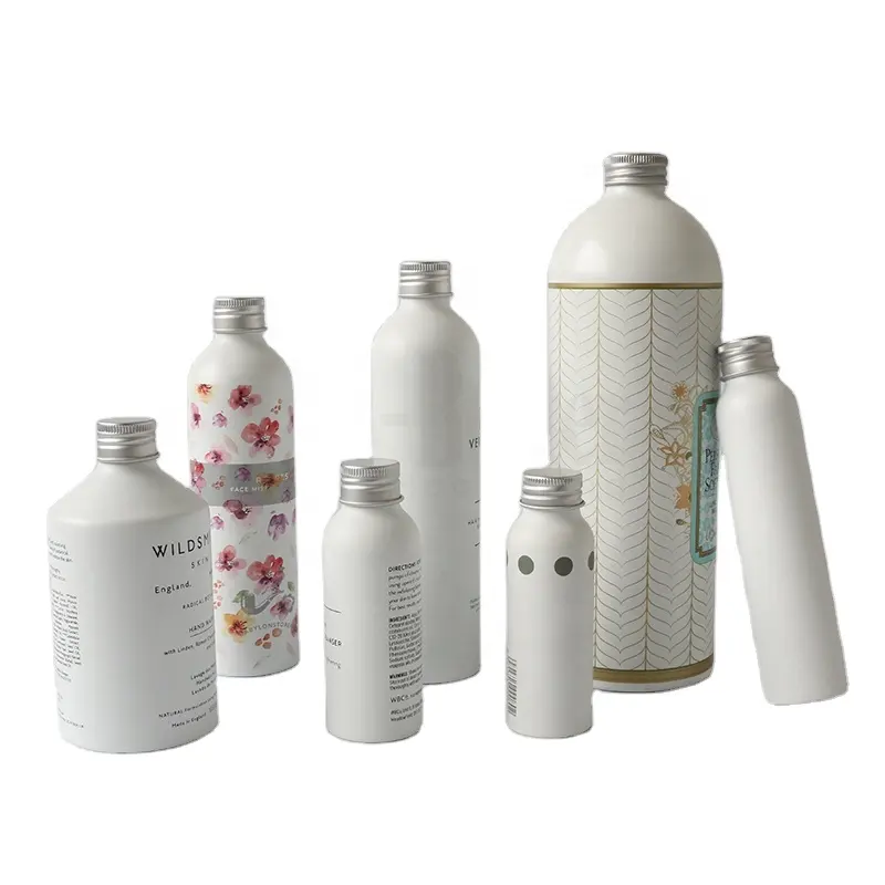 Wholesale 500ml 300ml 200ml 100ml 50ml White Aluminum Bottles with Aluminum Lids Bottles