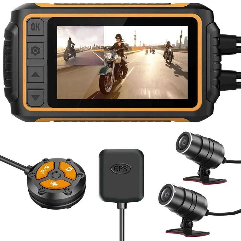 Motor Dash Cam Patent Design Remote Controller 3Inch 1080P 30Fps Dual Lens Dvr Ip67 Waterproof Motorcycle Dash Camera