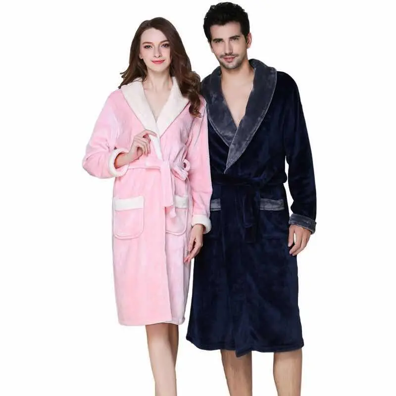 Элегантный парный фланелевый Халат, Высококачественная Ночная одежда, мягкое плюшевое флисовое кимоно, толстый Халат, Дамский ночной халат