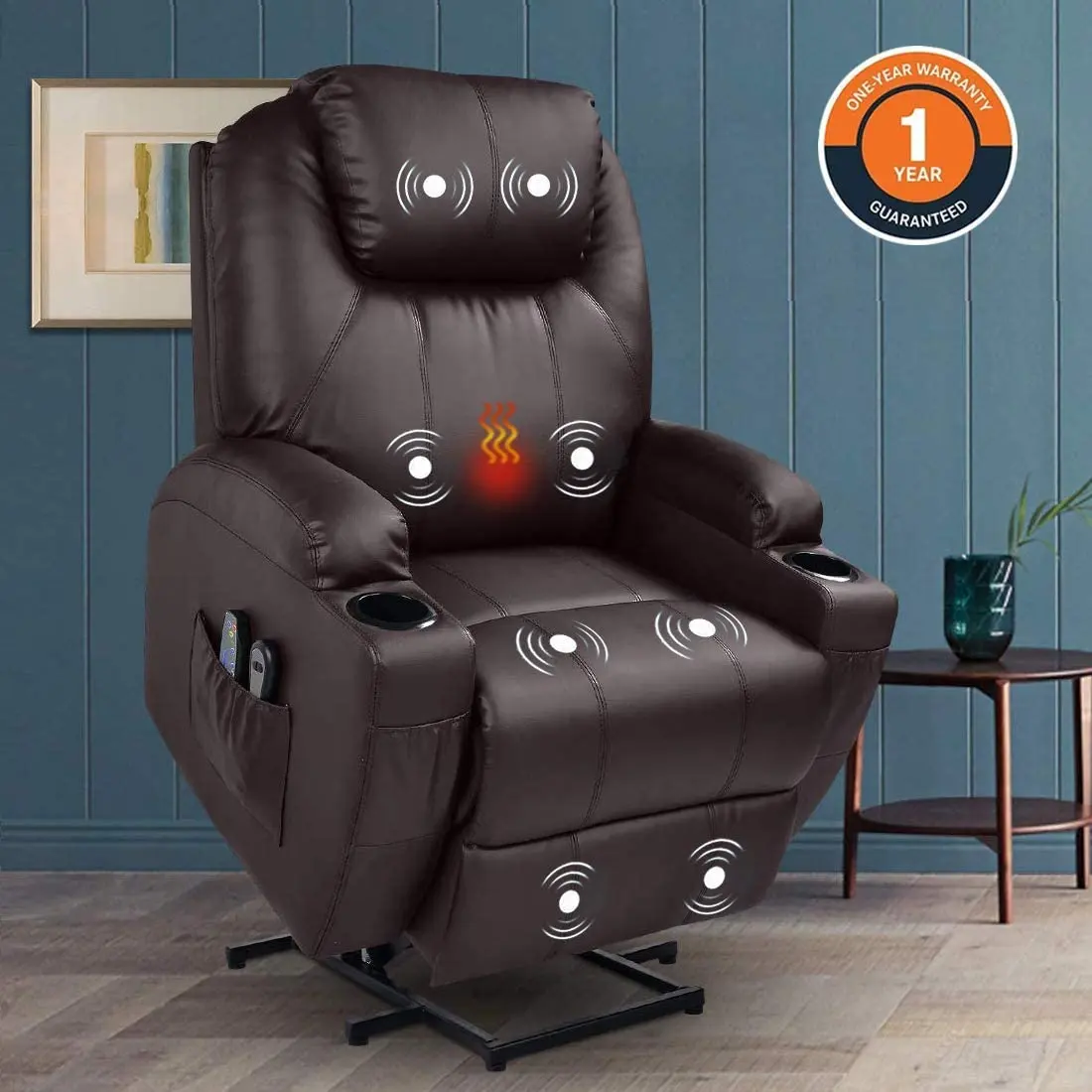 Высококлассное кресло-подъемник SANS с массажным подогревом, кожаное кресло-диван для гостиной
