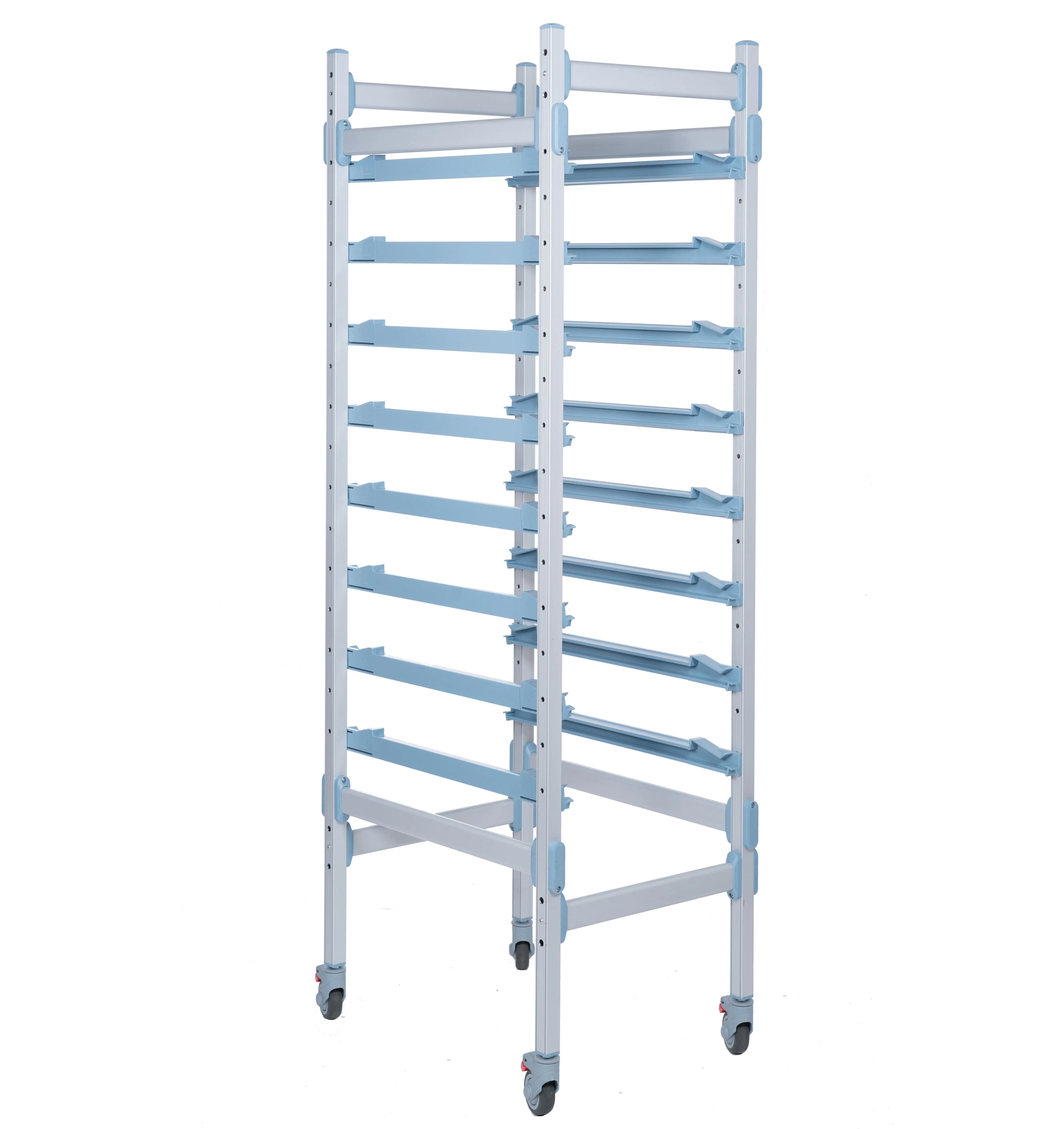 Medical modular shelving starter with 8 pairs of guide rails and four casters with brake 480W*1800H*640D mm