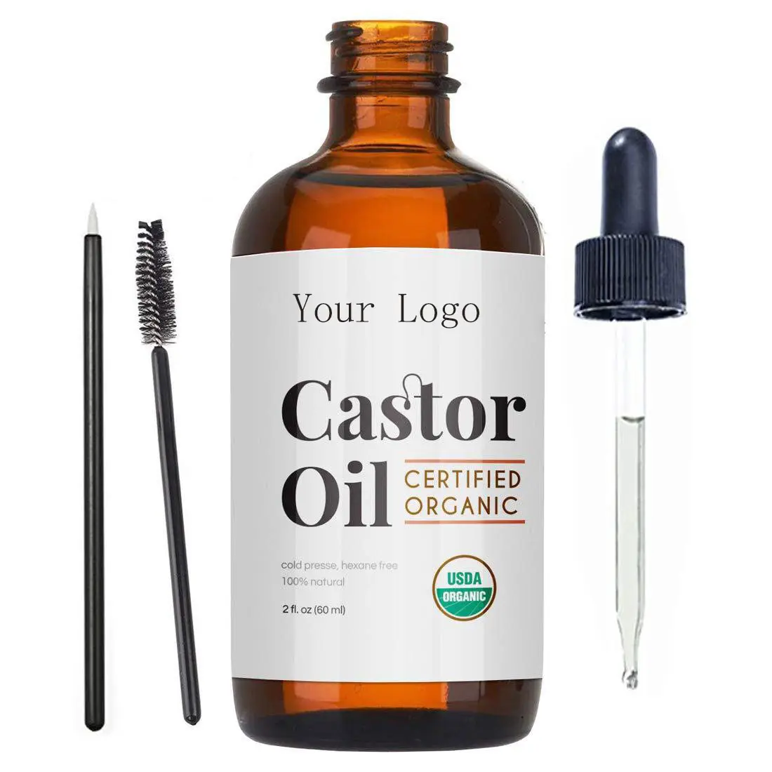 Фирменное органическое касторовое масло для роста ресниц, бровей и волос, черное касторовое масло