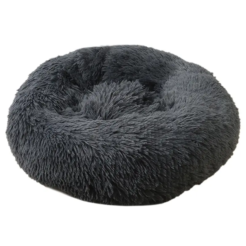 Comfy Sleeping Cushion For Pet Dogs & Cats Doughnut Shape 40CM 50CM 60CM 70CM 80CM 90CM 100CM 110CM 120CM Dark Grey Color