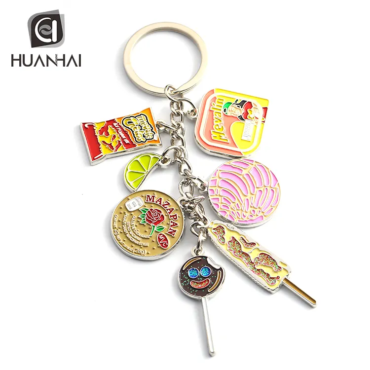 custom combination charm sweets enamel silver glitter keychains