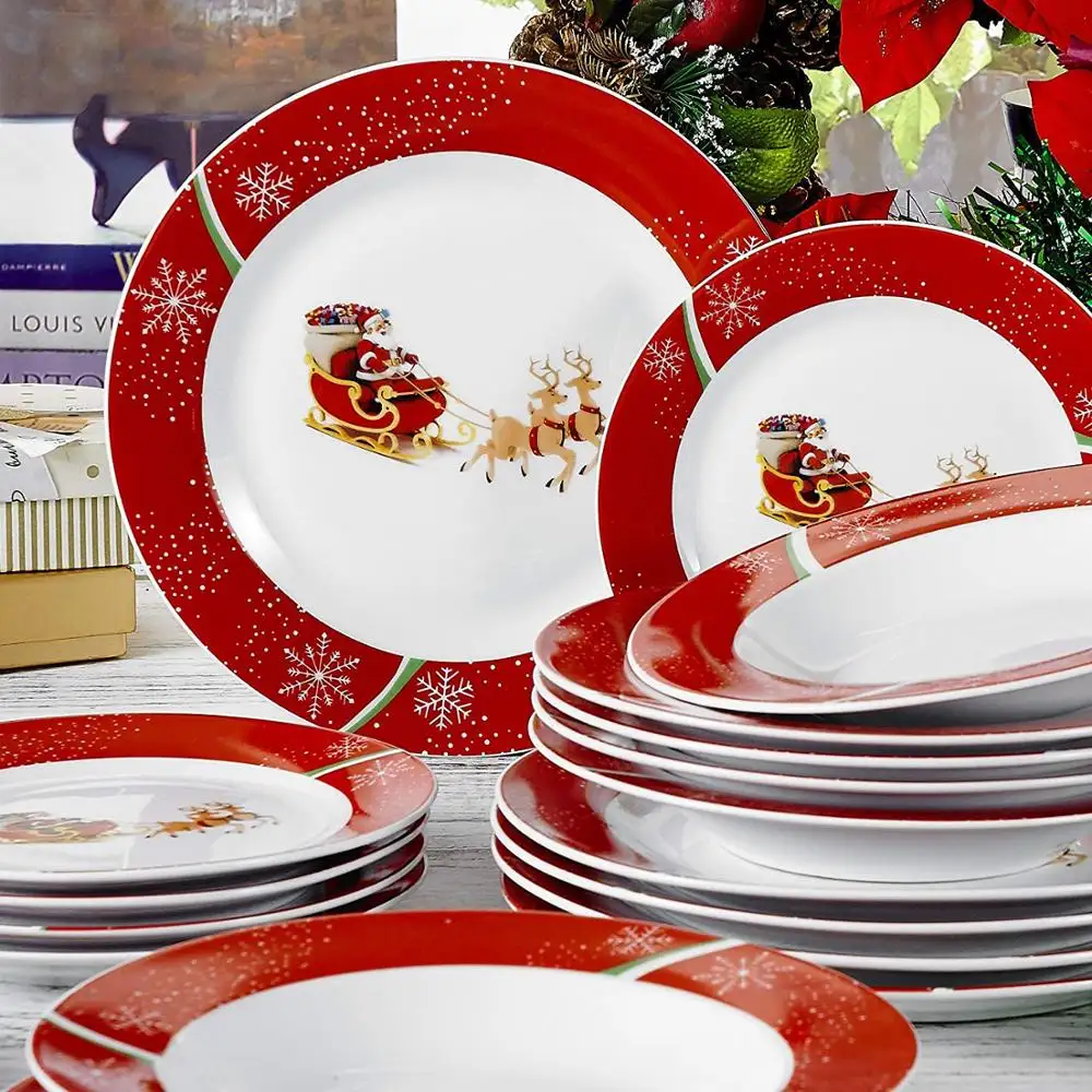 Europe Porcelain set! 19pcs round porcelain western dinnerware sets ,tableware for daily use with merry christmas design
