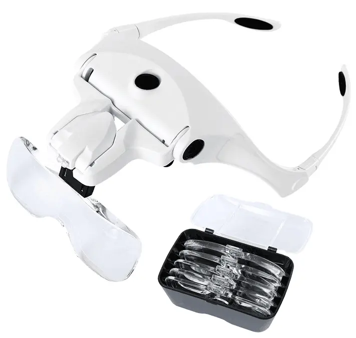 NO.9892B2C Rechargeable LED Light Headband Glasses Magnifier Lupa Helmet Bracket Magnifying Glasses