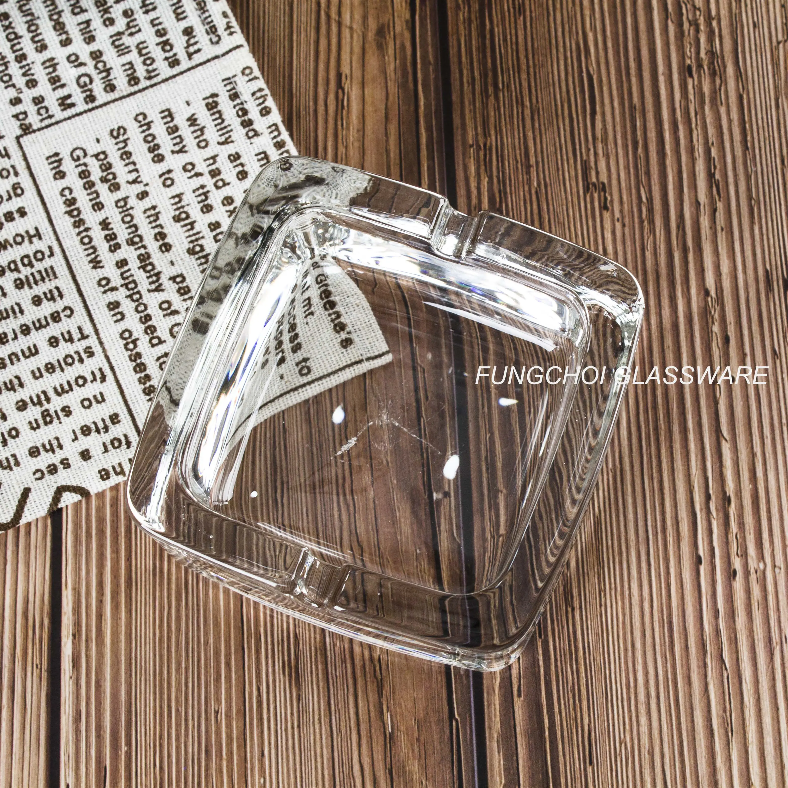 92mm Transparent Square Wholesale Glass Cigar Ashtray Decorative Custom Logo Cigarettes Ahstray