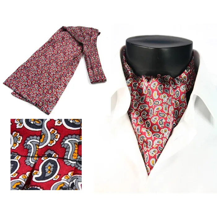 Fashionable Paisley 100% Silk Ascot Printed Cravat Tie For Men