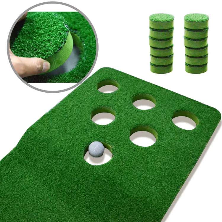 Outdoor Indoor Golf Artificial Grass Putting Green Mat With 12 Holes For Golf Practice Golf Game Training Set