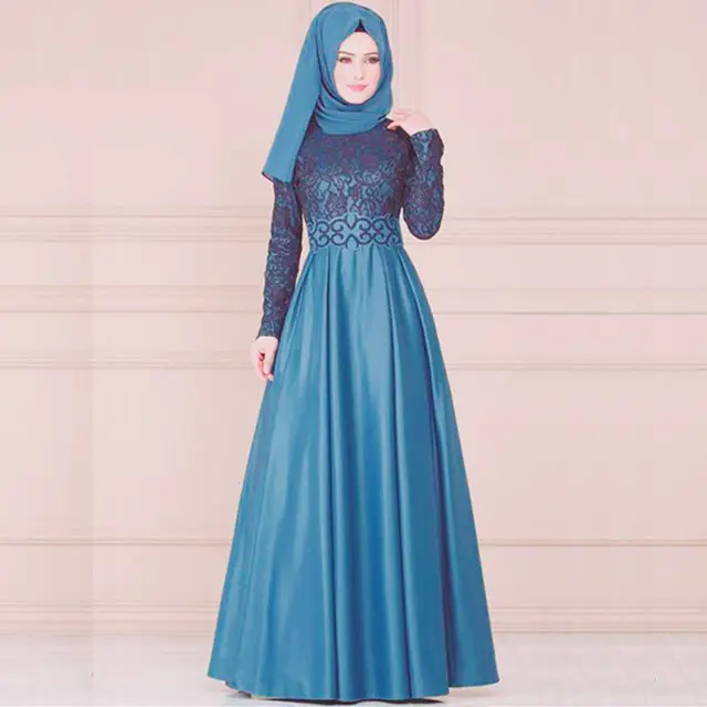 Latest Fashion Elegant Long Sleeve Arabic Evening Dress For Muslim Women