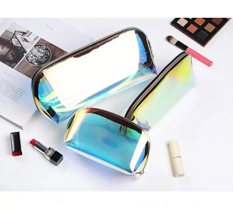 Лазерная косметичка из ТПУ, блестящая пластиковая косметичка, дорожная прозрачная сумка для туалетных принадлежностей