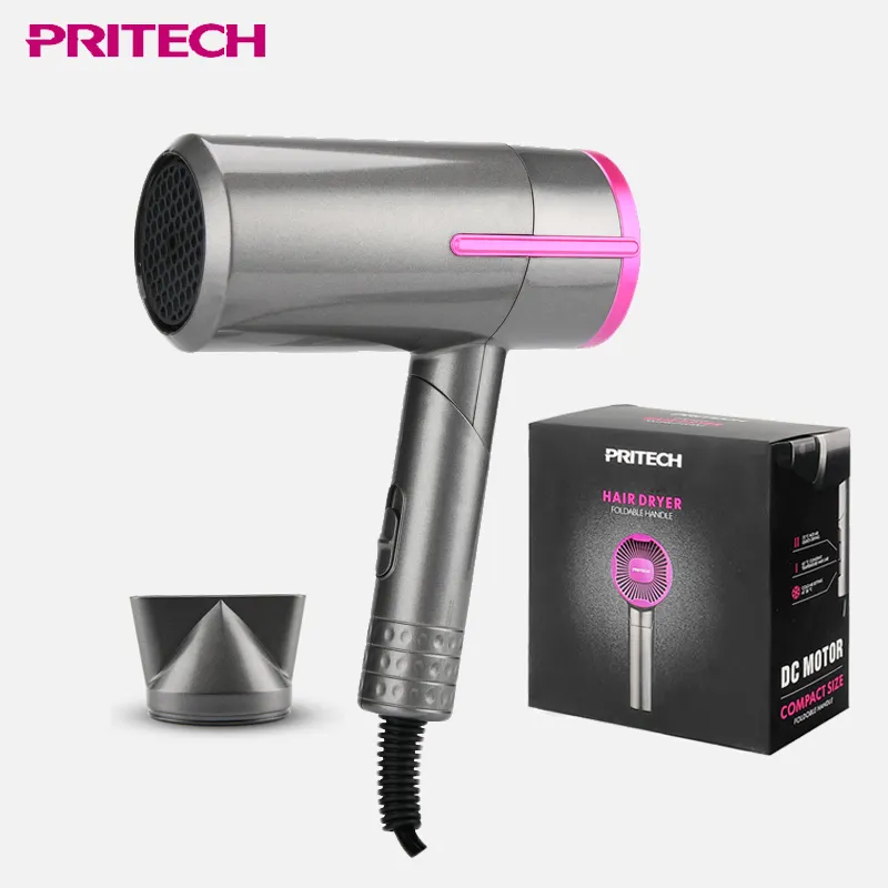 Оптовая продажа, новый дизайн, фен для волос Pritech, 1600 Вт, для путешествий и домашнего использования, ионный складной фен для волос