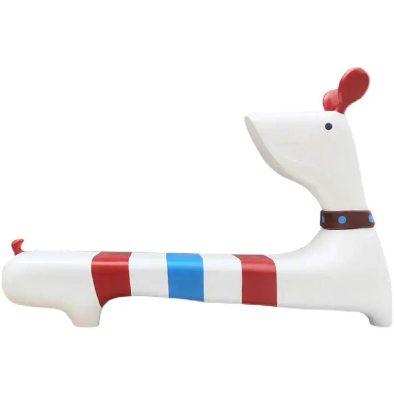 Modern fiberglass cartoon dog waiting room bench animal statue lounge bench for public