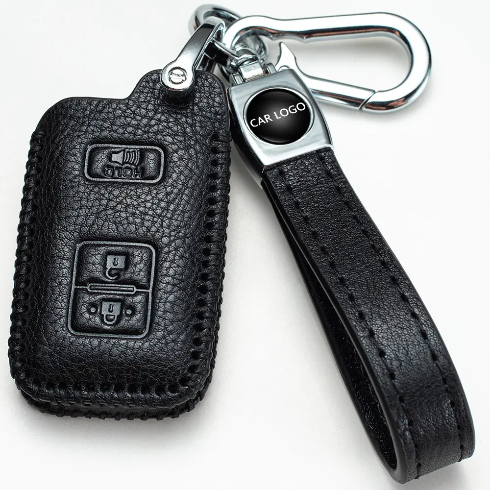 Leather key Fob case car logo key cover for all models of car protective cover key leather chain factory wholesale key holder