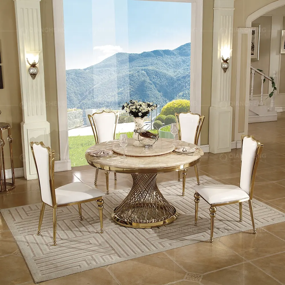 italian luxury home dinning table set marble round dining table