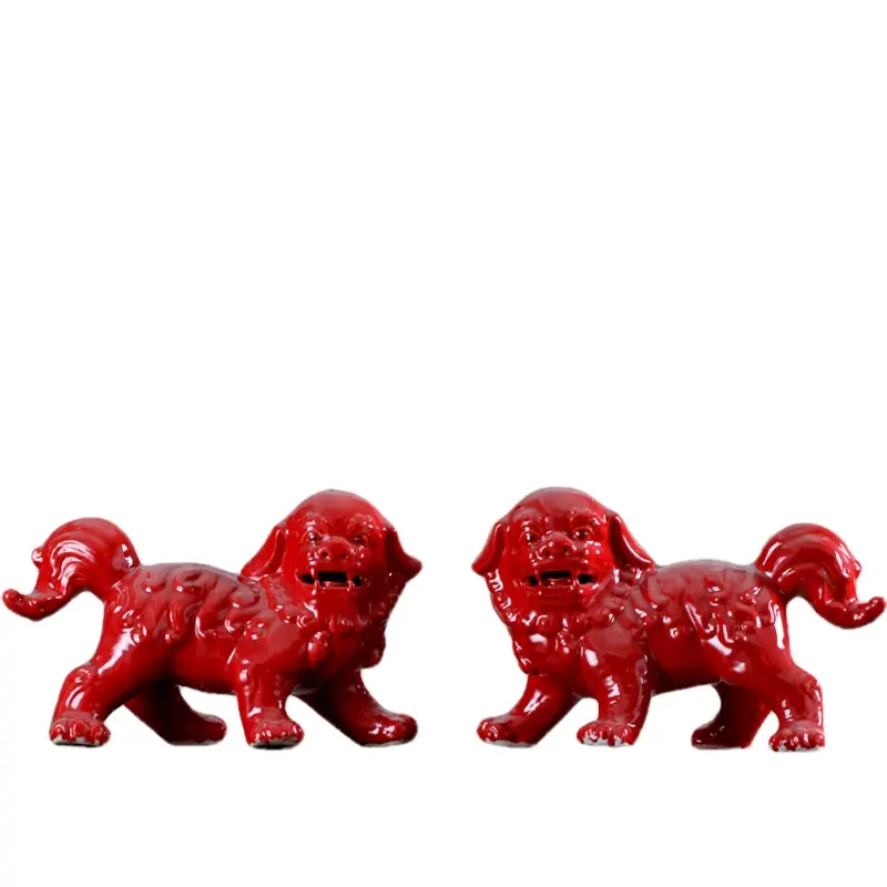 RYPU50-AB красный синий цвет керамическая со львом для украшения интерьера дома украшение стола